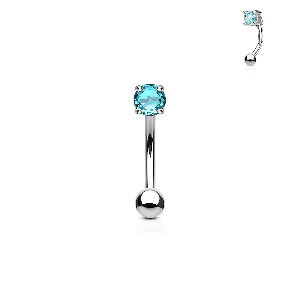 CZ Prong Set 316L Surgical Steel Curved Barbells Eyebrow Rings - Image 6