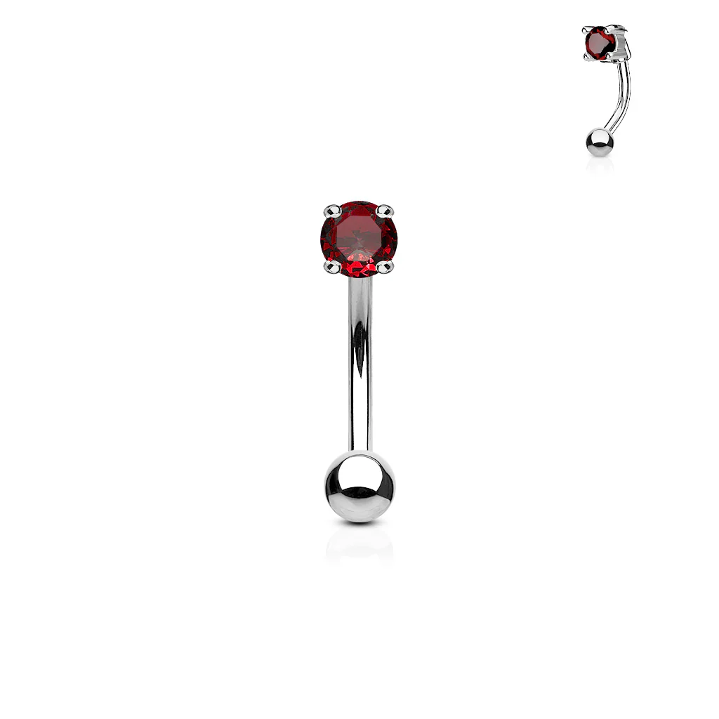 CZ Prong Set 316L Surgical Steel Curved Barbells Eyebrow Rings - Image 7
