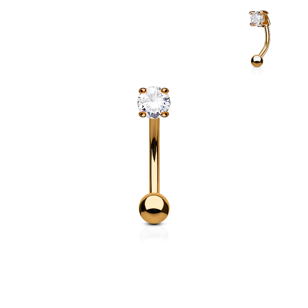 CZ Prong Set 316L Surgical Steel Curved Barbells Eyebrow Rings - Image 8