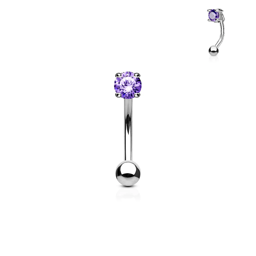 CZ Prong Set 316L Surgical Steel Curved Barbells Eyebrow Rings - Image 9