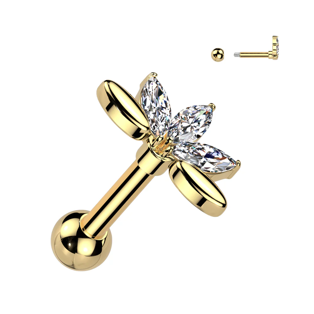 5 Marquise CZ Fan Ear Cartilage Daith Tragus Helix Ear Stud - Image 3