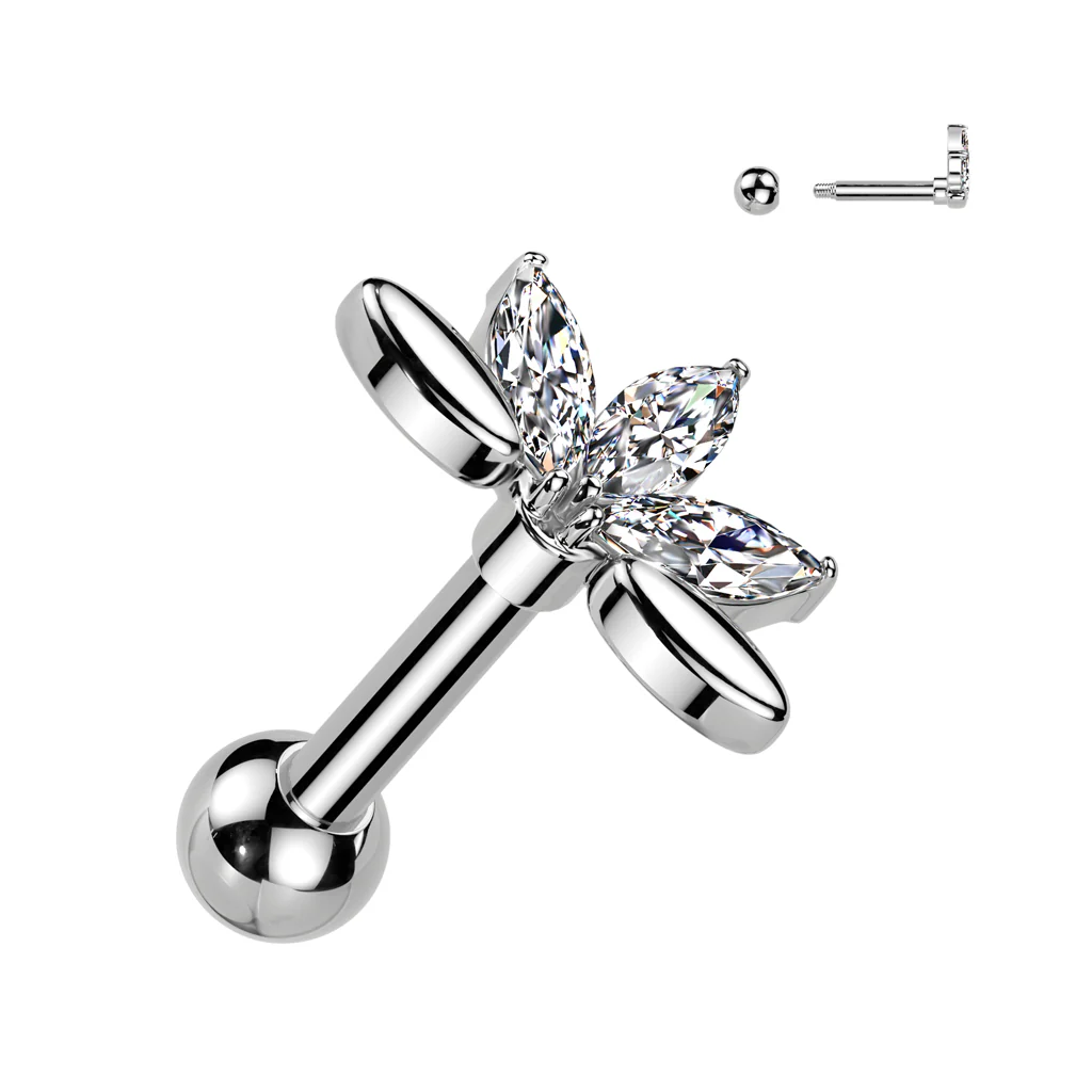 5 Marquise CZ Fan Ear Cartilage Daith Tragus Helix Ear Stud - Image 4