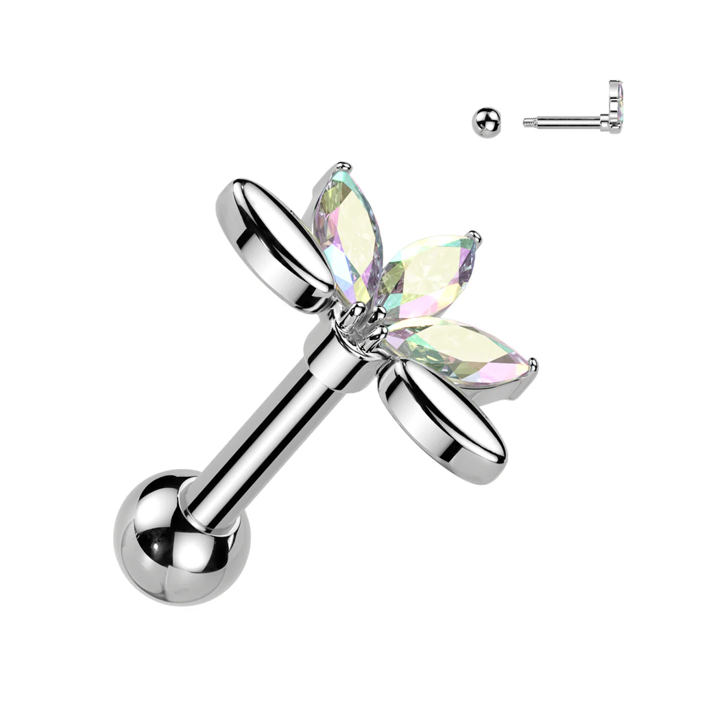 5 Marquise CZ Fan Ear Cartilage Daith Tragus Helix Ear Stud - Image 5