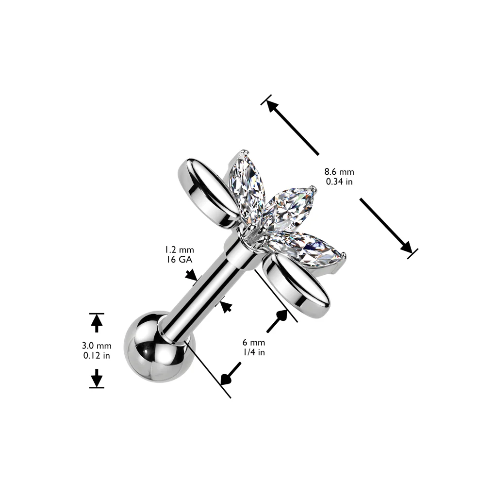 5 Marquise CZ Fan Ear Cartilage Daith Tragus Helix Ear Stud - Image 6