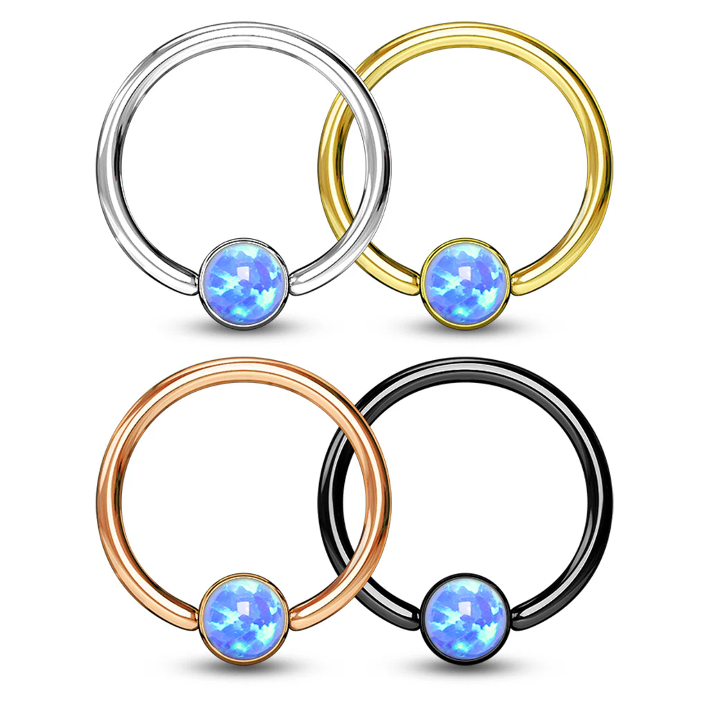 4 Pc Value Pack 16G Opal Captive Hoop Ring Nose Tragus Helix Eyebrow - Image 2