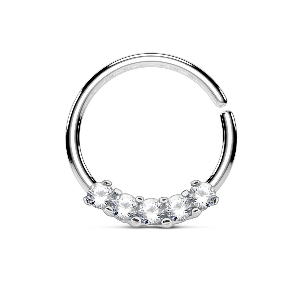 5 CZ Bendable Septum Nose Cartilage Hoop Ring - Image 2
