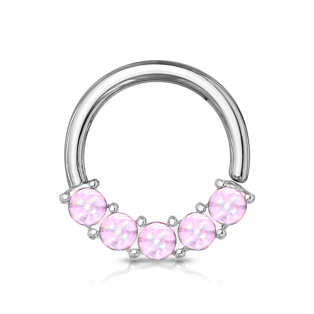 5 Epoxy Stone Front Facing Set All Surgical Steel Bendable Nose Septum Cartilage Daith - Image 2