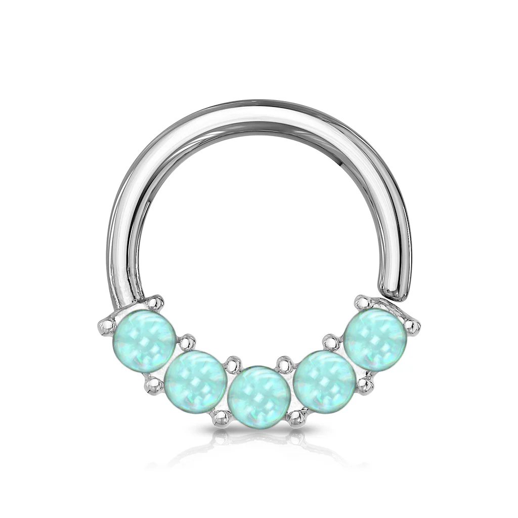 5 Epoxy Stone Front Facing Set All Surgical Steel Bendable Nose Septum Cartilage Daith - Image 3