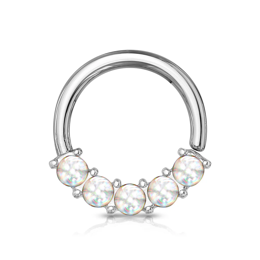 5 Epoxy Stone Front Facing Set All Surgical Steel Bendable Nose Septum Cartilage Daith - Image 4