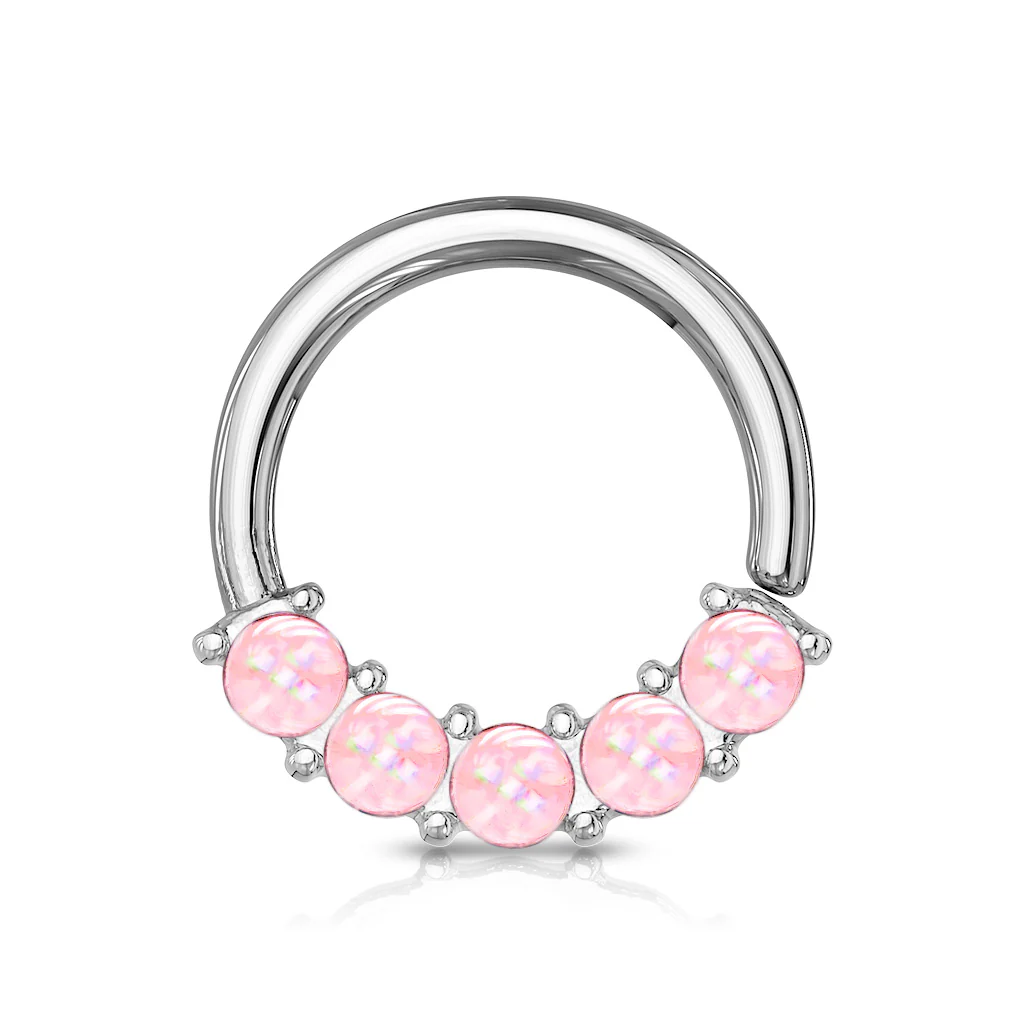 5 Epoxy Stone Front Facing Set All Surgical Steel Bendable Nose Septum Cartilage Daith - Image 7