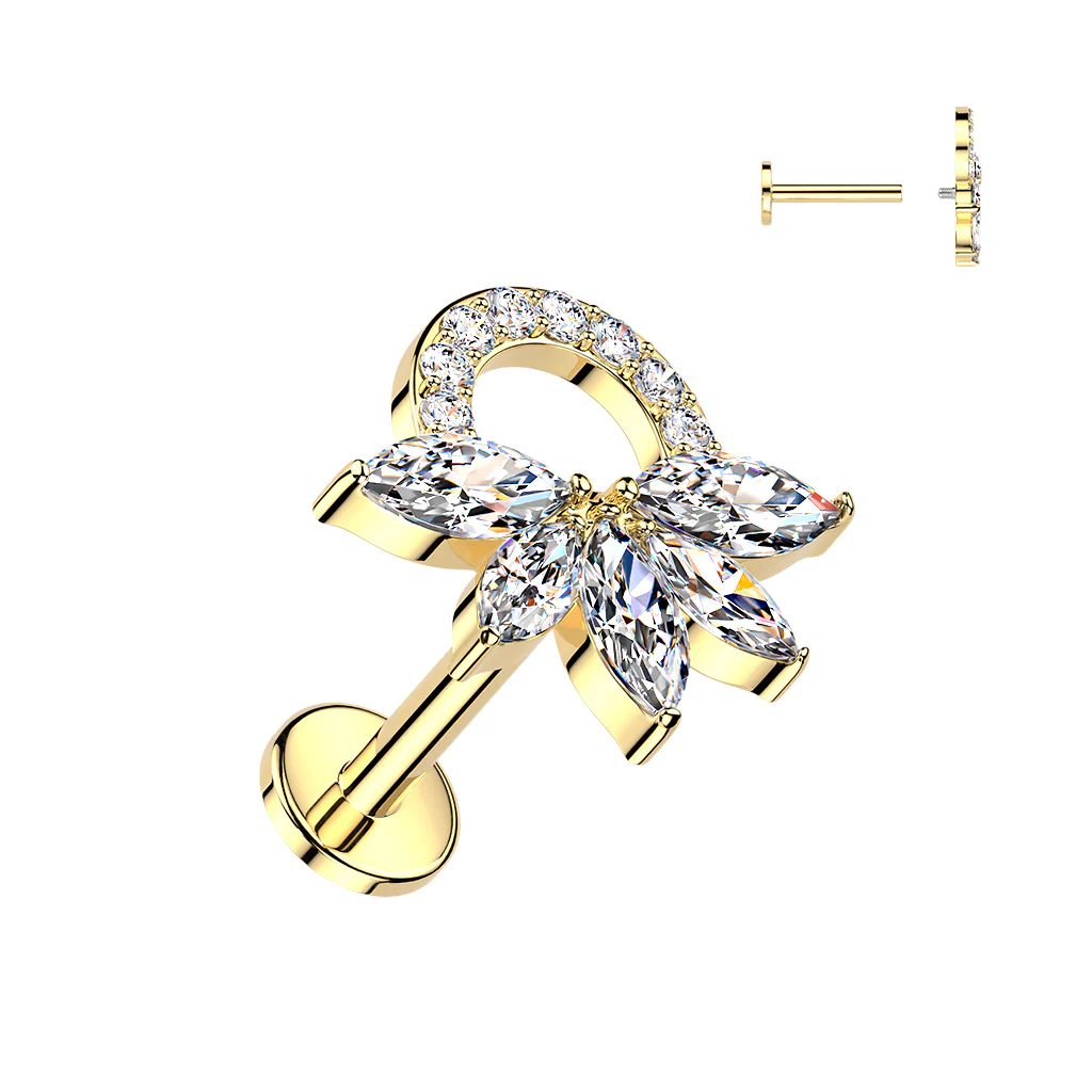 5-Marquise CZ Top Labret Tragus Snug Ear Cartilage Helix - Image 2