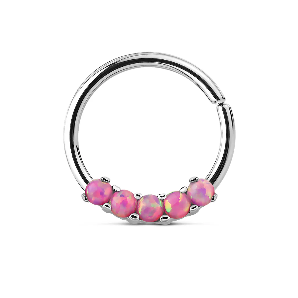 5 Opal Prong Nose Septum Ear Cartilage Daith Helix Tragus Rings - Image 4