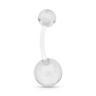 2 Pc Clear Acrylic Bioflex Pregnancy Belly Button Navel Retainers