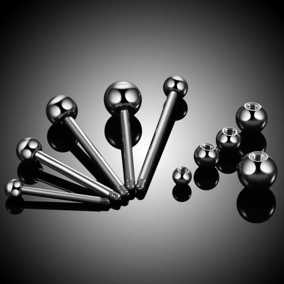 5 Pc of Plain Surgical Steel Nipple Barbells Tongue Rings 14GA