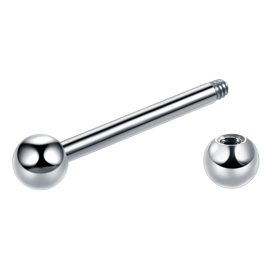 5 Pc of Plain Surgical Steel Nipple Barbells Tongue Rings 14GA - Image 2