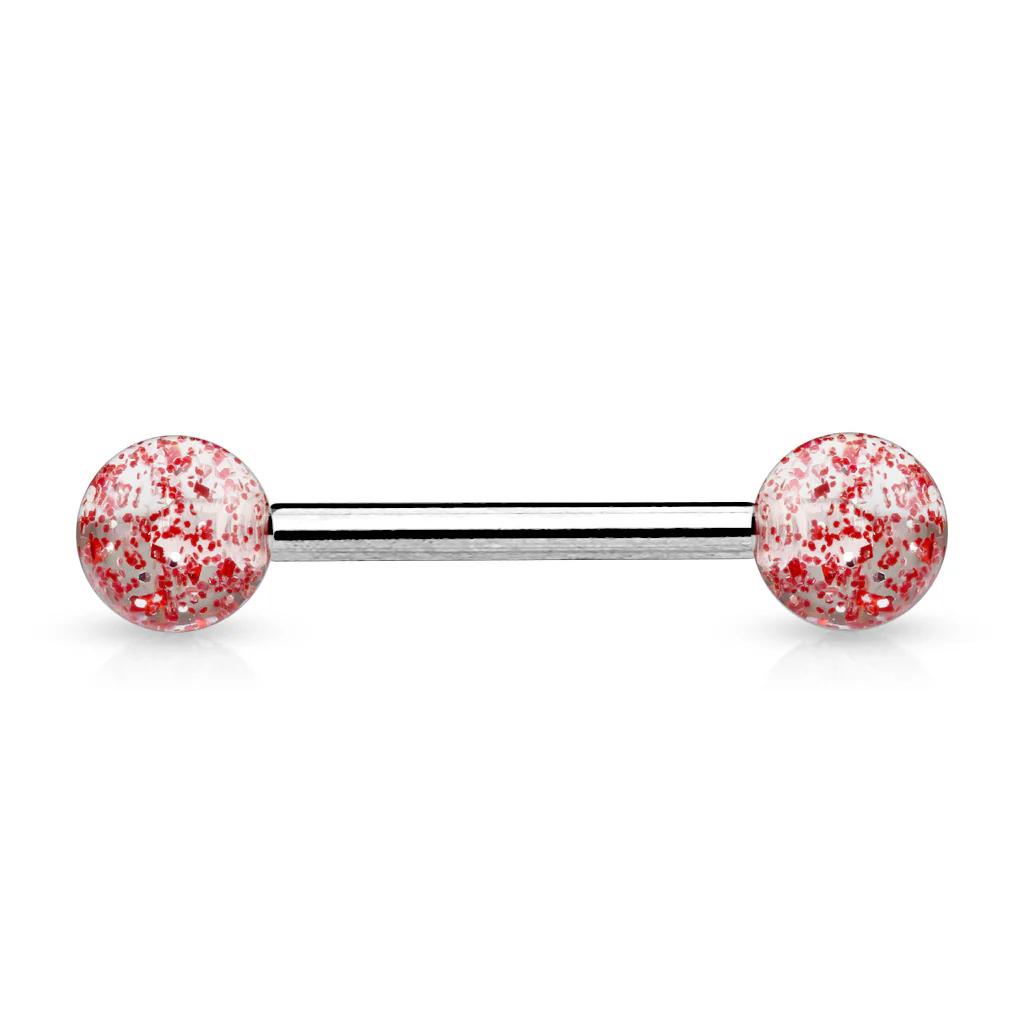6 mm Acrylic Ultra Glitter Balls Nipple Barbell Tongue Rings - Image 5