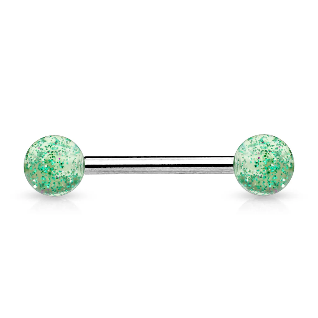 6 mm Acrylic Ultra Glitter Balls Nipple Barbell Tongue Rings - Image 7