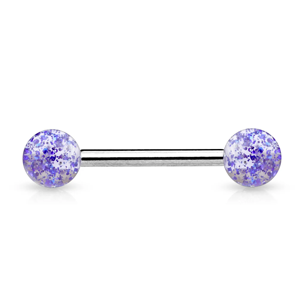 6 mm Acrylic Ultra Glitter Balls Nipple Barbell Tongue Rings - Image 8