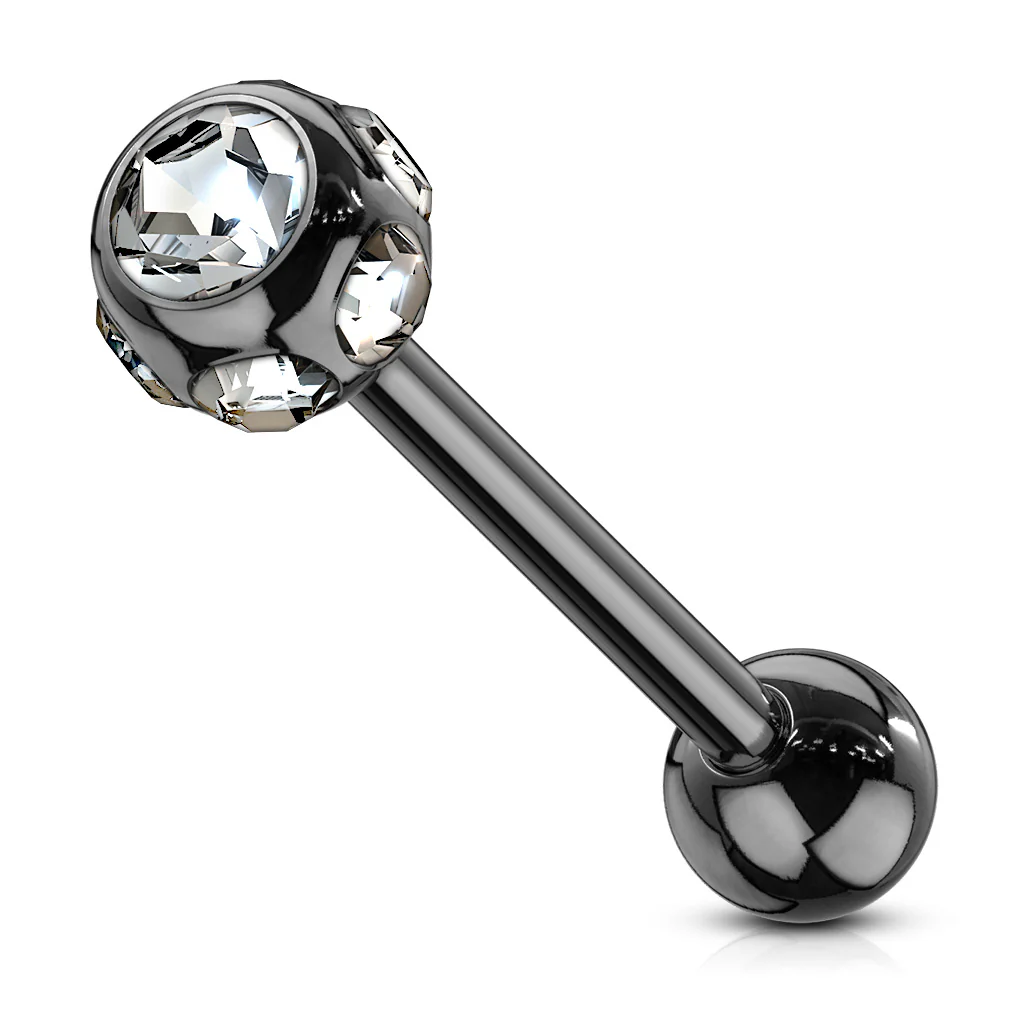 7 CZ Set Ball Assorted Titanium Barbell Tongue Rings - Image 5