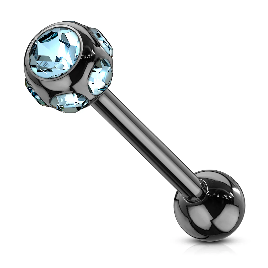 7 CZ Set Ball Assorted Titanium Barbell Tongue Rings - Image 6