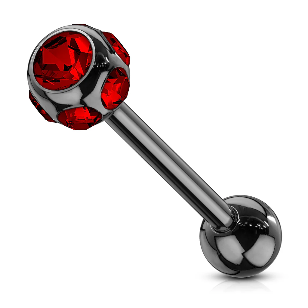 7 CZ Set Ball Assorted Titanium Barbell Tongue Rings - Image 7
