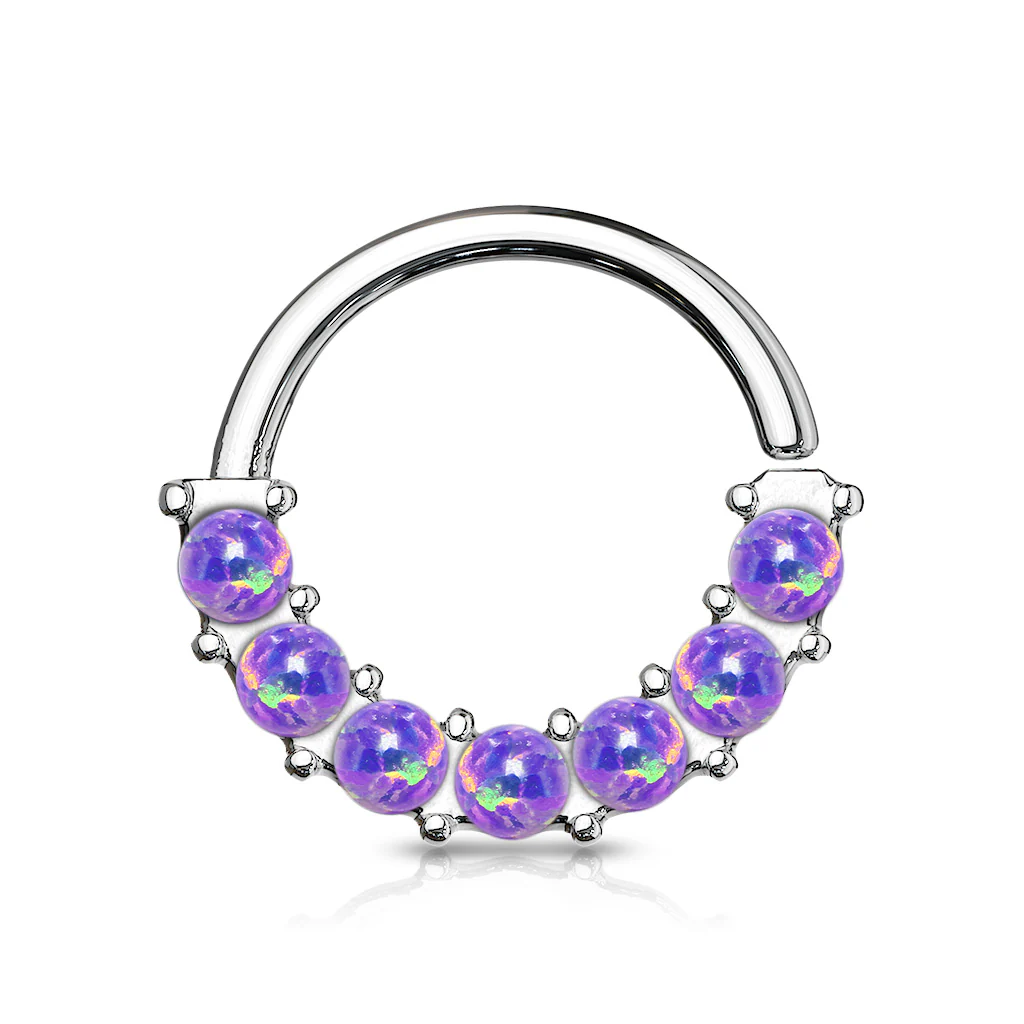 7 Opal Front Facing Set All Surgical Steel Bendable Nose Septum Ring Daith - Image 3
