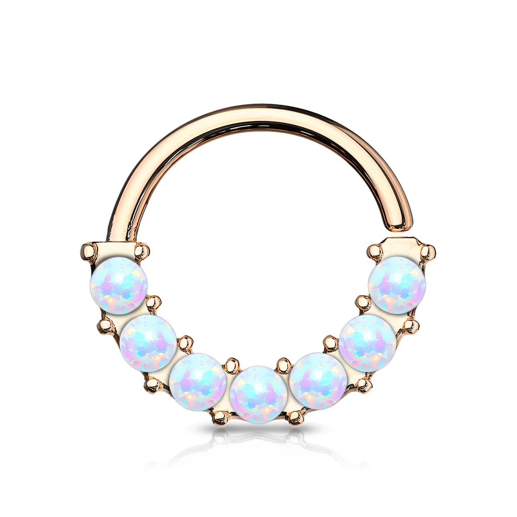 7 Opal Front Facing Set All Surgical Steel Bendable Nose Septum Ring Daith - Image 4