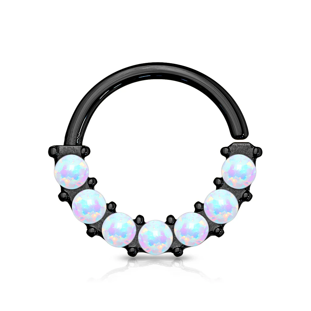 7 Opal Front Facing Set All Surgical Steel Bendable Nose Septum Ring Daith - Image 5