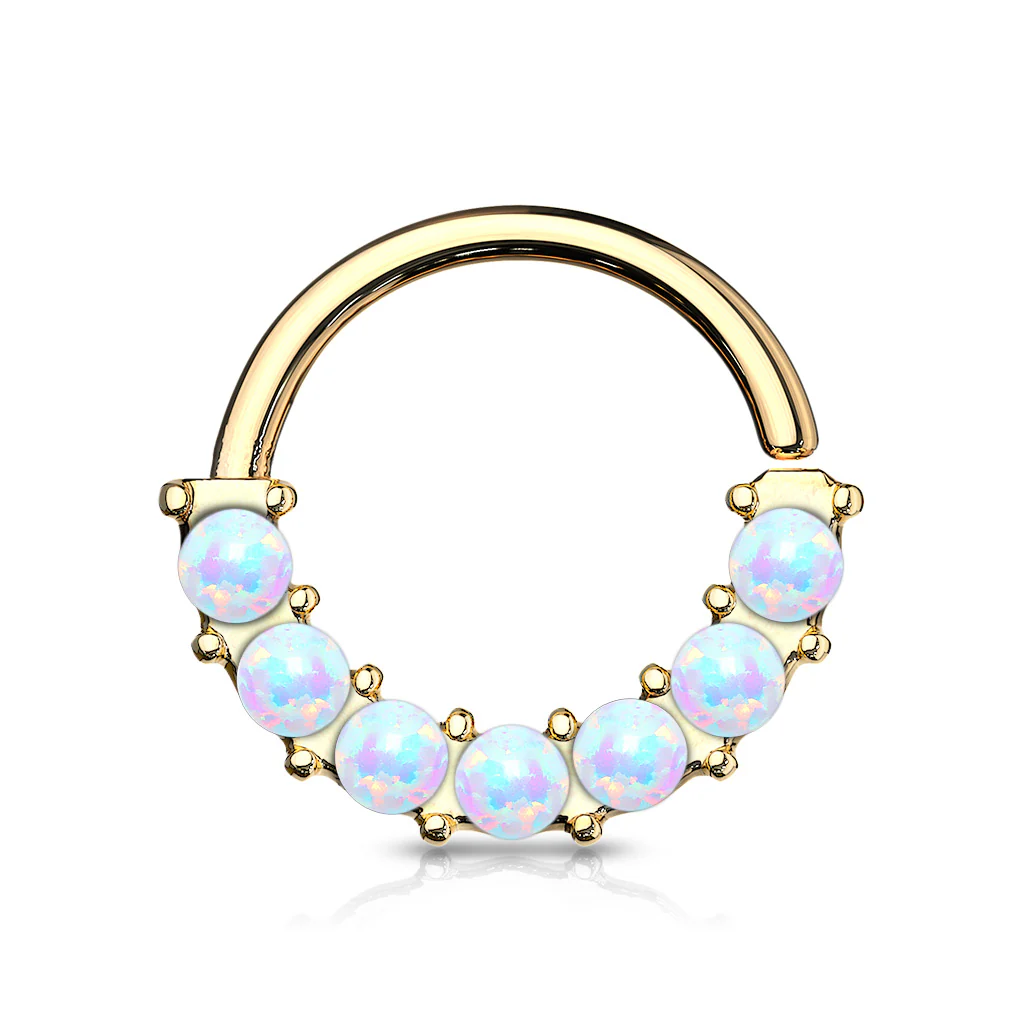 7 Opal Front Facing Set All Surgical Steel Bendable Nose Septum Ring Daith - Image 6