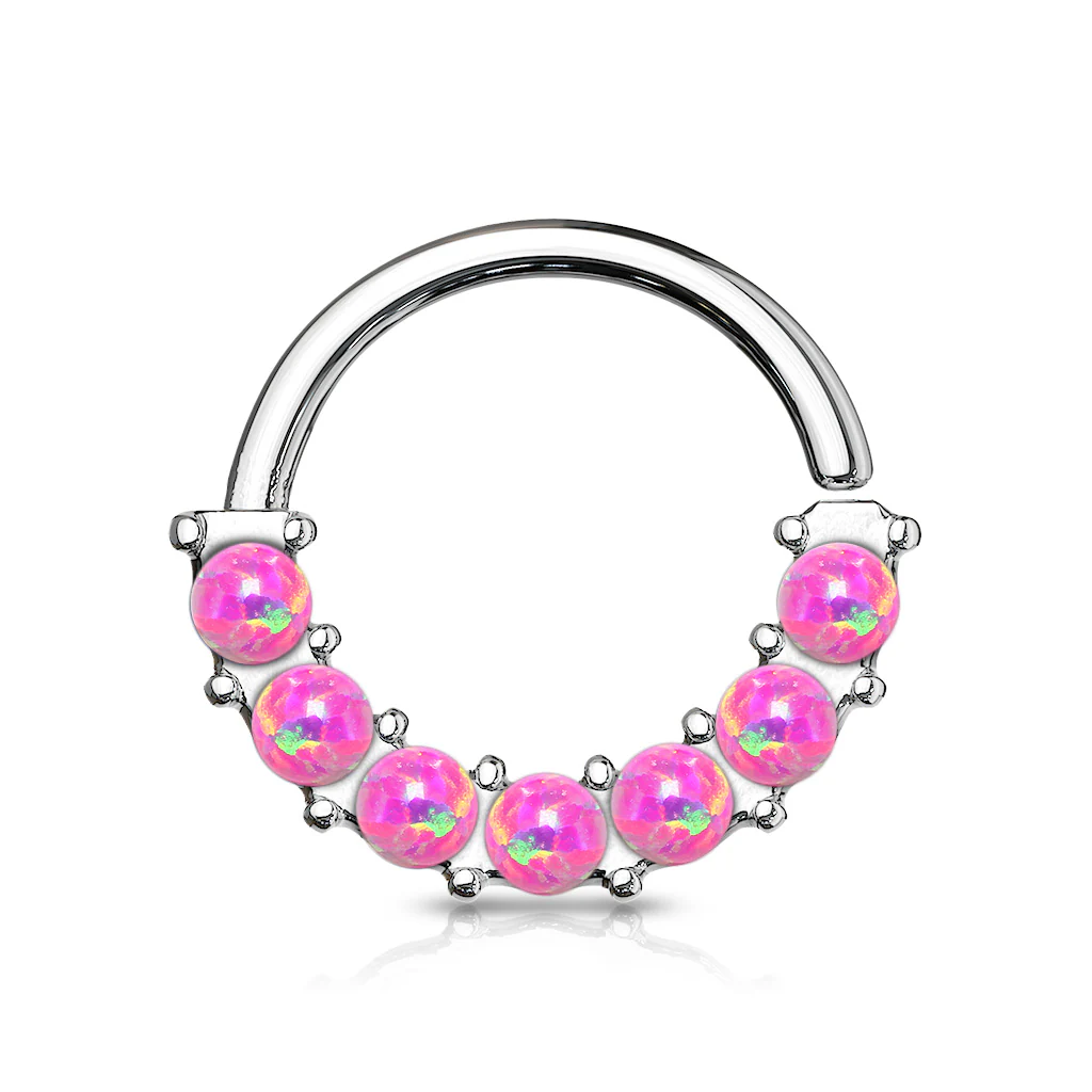 7 Opal Front Facing Set All Surgical Steel Bendable Nose Septum Ring Daith - Image 7