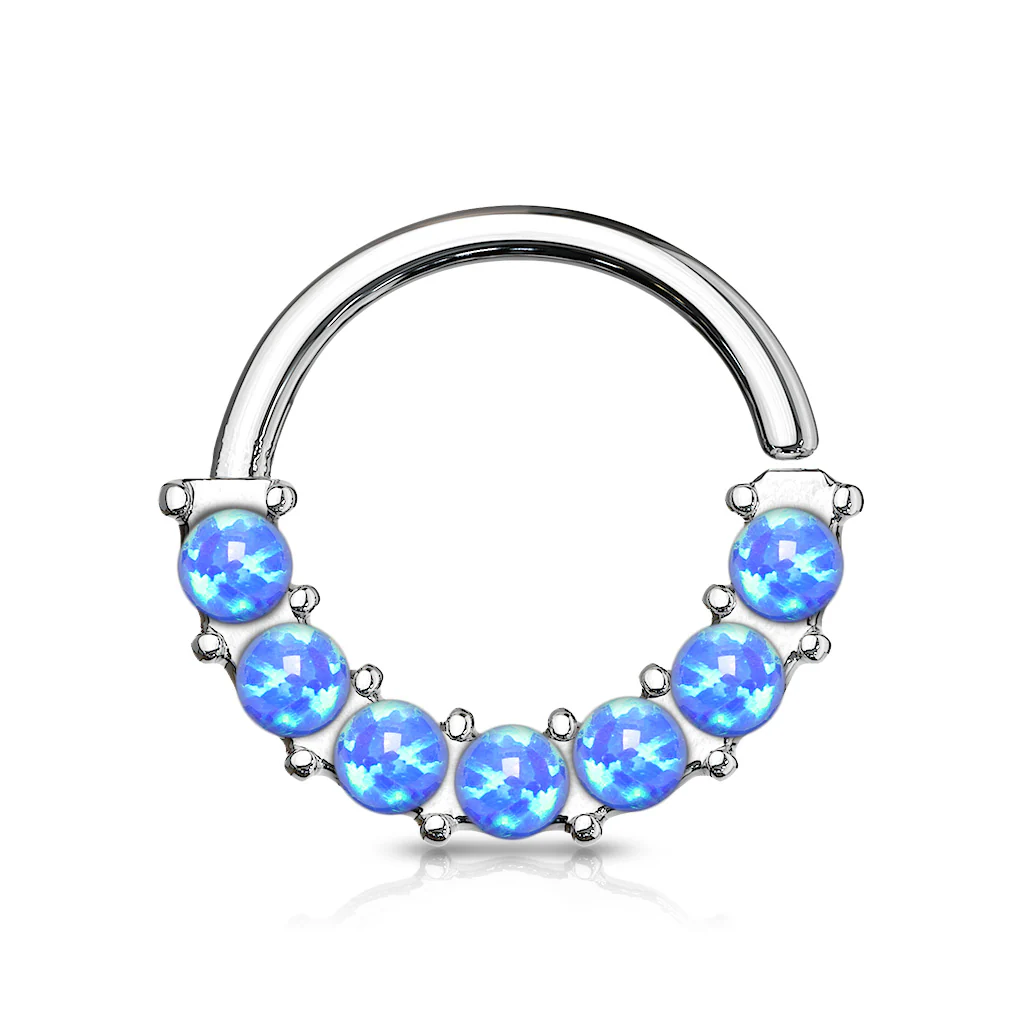 7 Opal Front Facing Set All Surgical Steel Bendable Nose Septum Ring Daith - Image 8