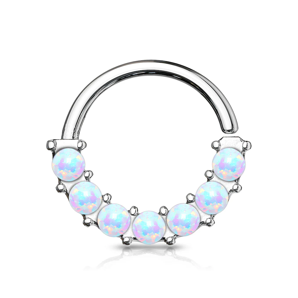 7 Opal Front Facing Set All Surgical Steel Bendable Nose Septum Ring Daith - Image 9