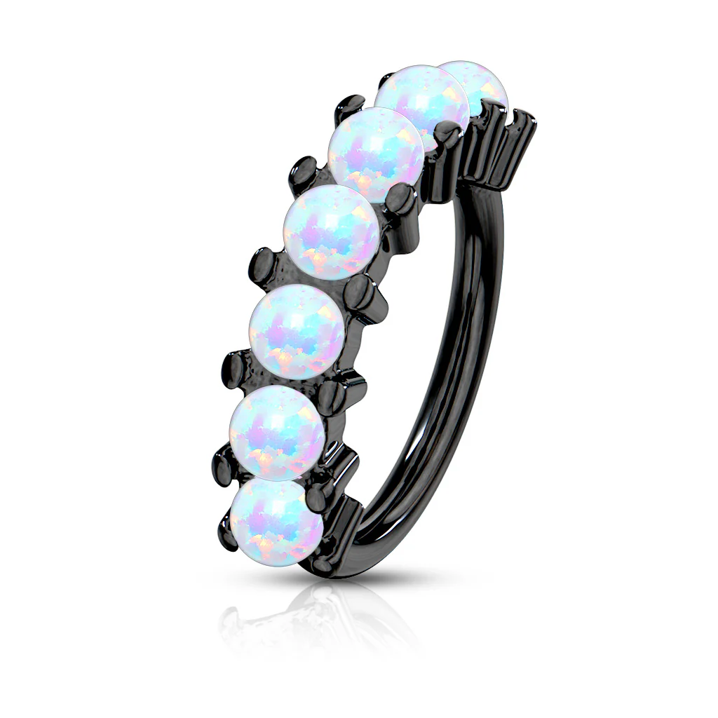 7 Opal Lined All 316L Surgical Steel Bendable Hoop Tragus Cartilage Eyebrow Nose - Image 5