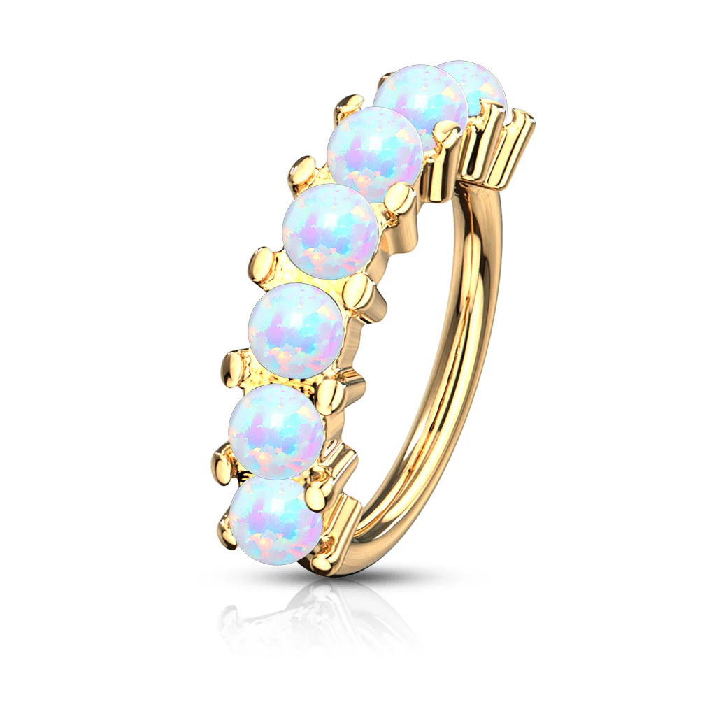 7 Opal Lined All 316L Surgical Steel Bendable Hoop Tragus Cartilage Eyebrow Nose - Image 8