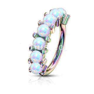 7 Opal Lined All 316L Surgical Steel Bendable Hoop Tragus Cartilage Eyebrow Nose - Image 9