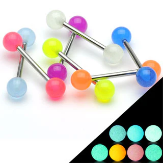 20 Pc Assorted Glow In The Dark Balls Barbell Tongue Rings - Image 2