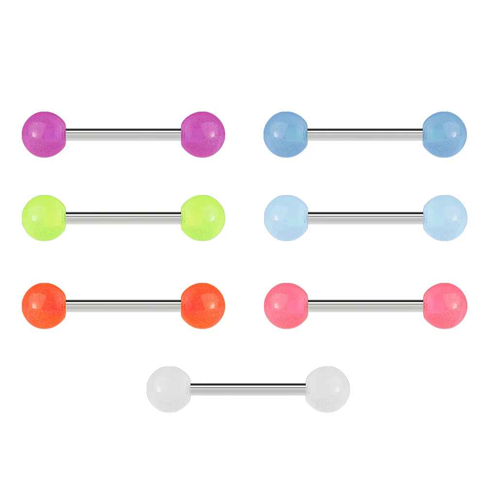 20 Pc Assorted Glow In The Dark Balls Barbell Tongue Rings - Image 3