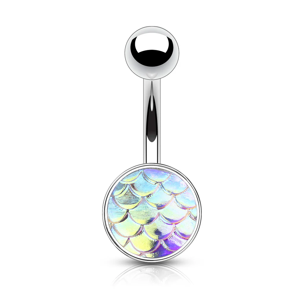 AB Effect Fish Scale Belly Button Navel Rings - Image 2
