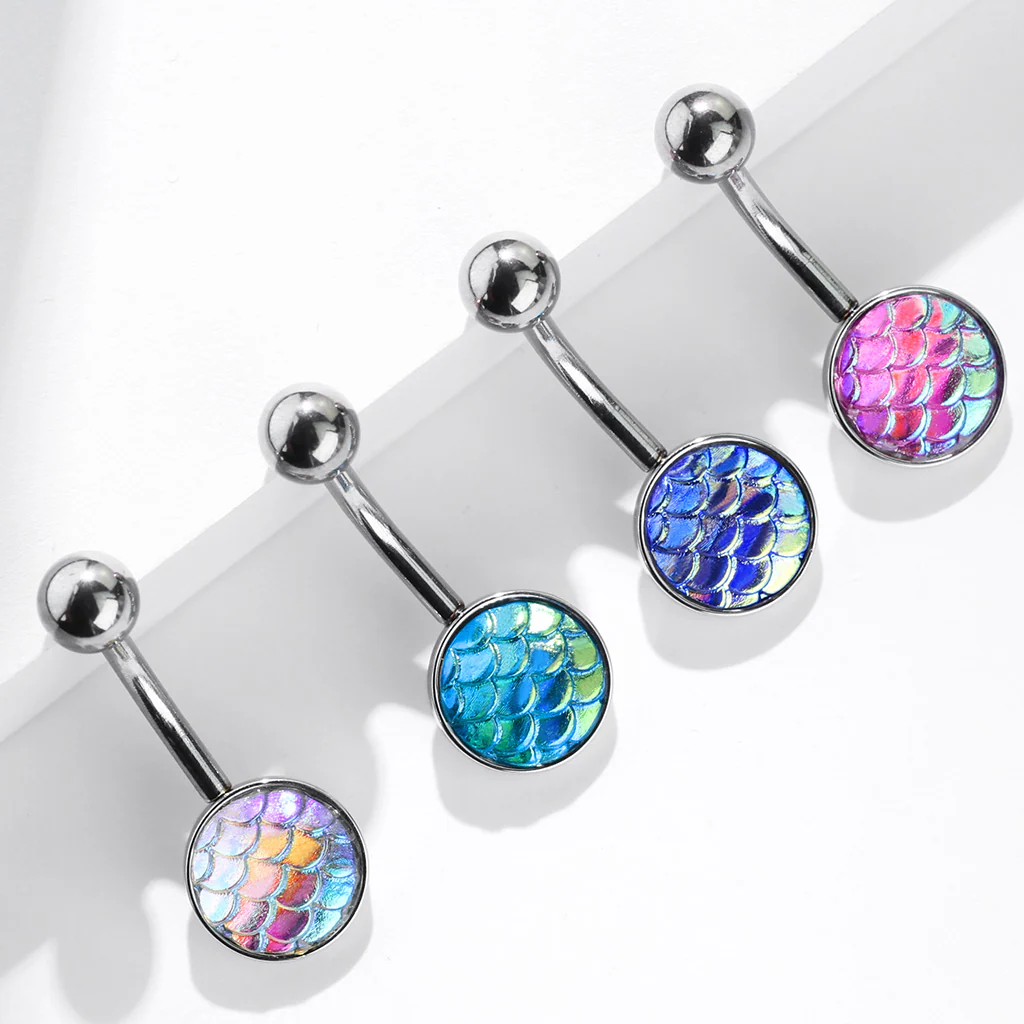 AB Effect Fish Scale Belly Button Navel Rings - Image 7