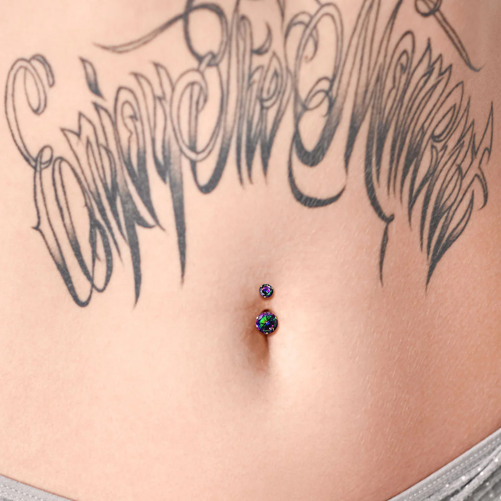 Prong Set AB CZ All Surgical Steel Belly Button Navel Rings