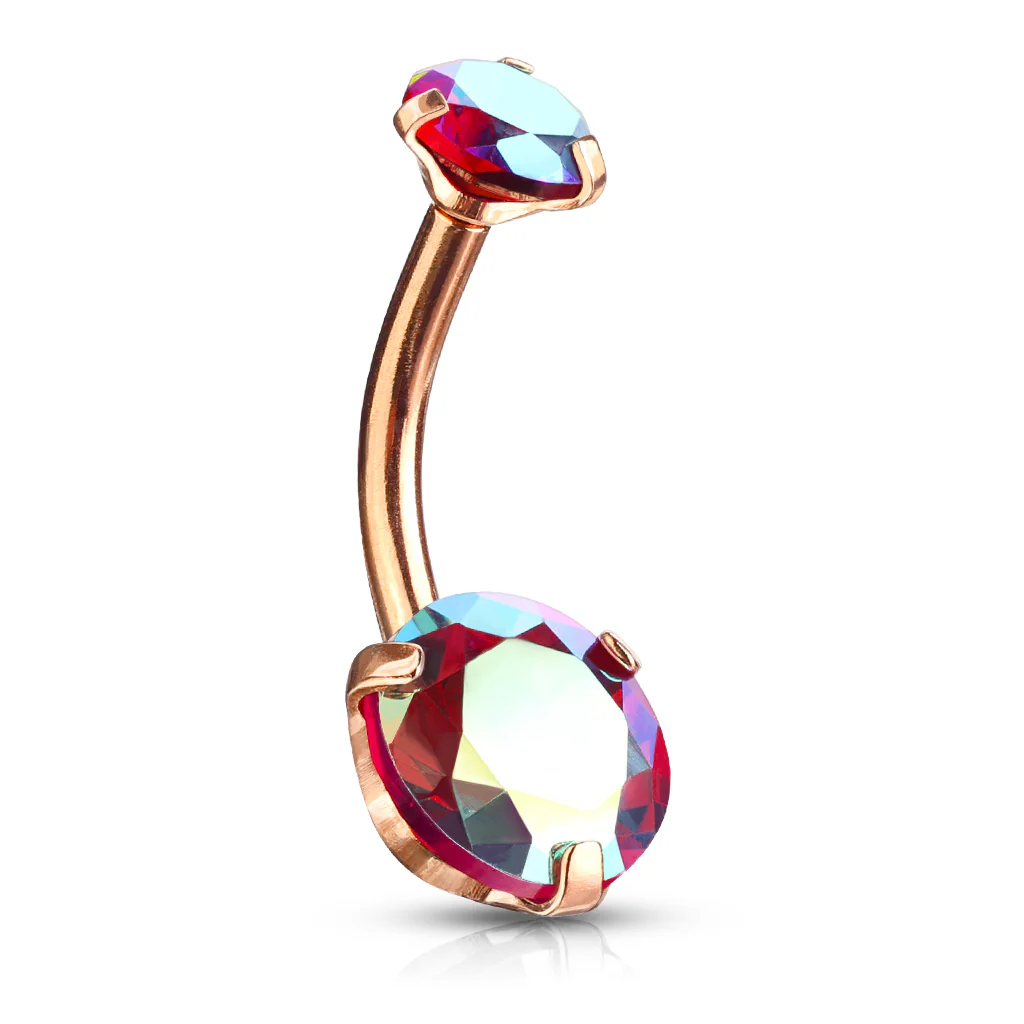 Prong Set AB CZ All Surgical Steel Belly Button Navel Rings - Image 5