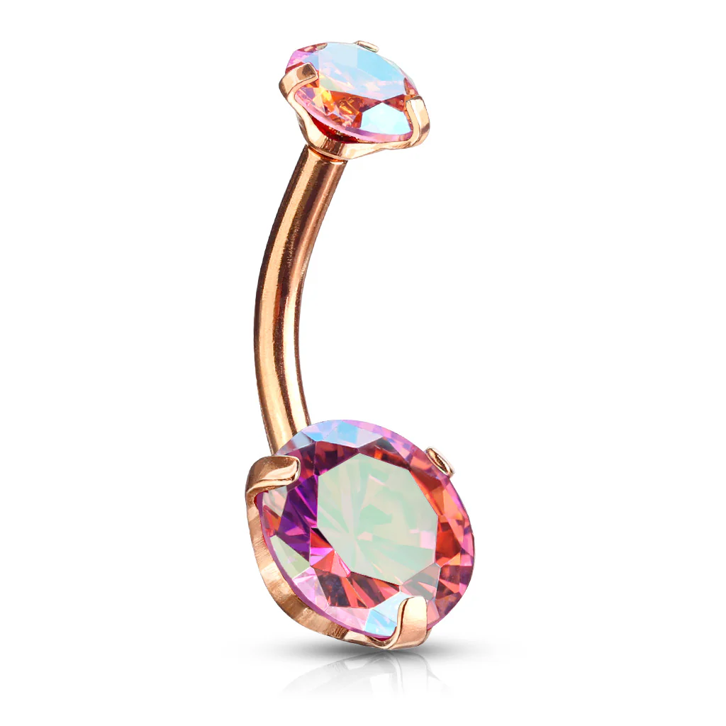 Prong Set AB CZ All Surgical Steel Belly Button Navel Rings - Image 6