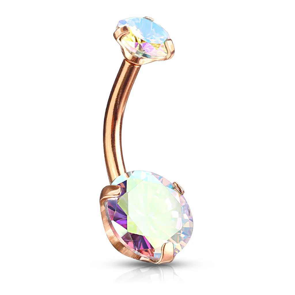 Prong Set AB CZ All Surgical Steel Belly Button Navel Rings - Image 8