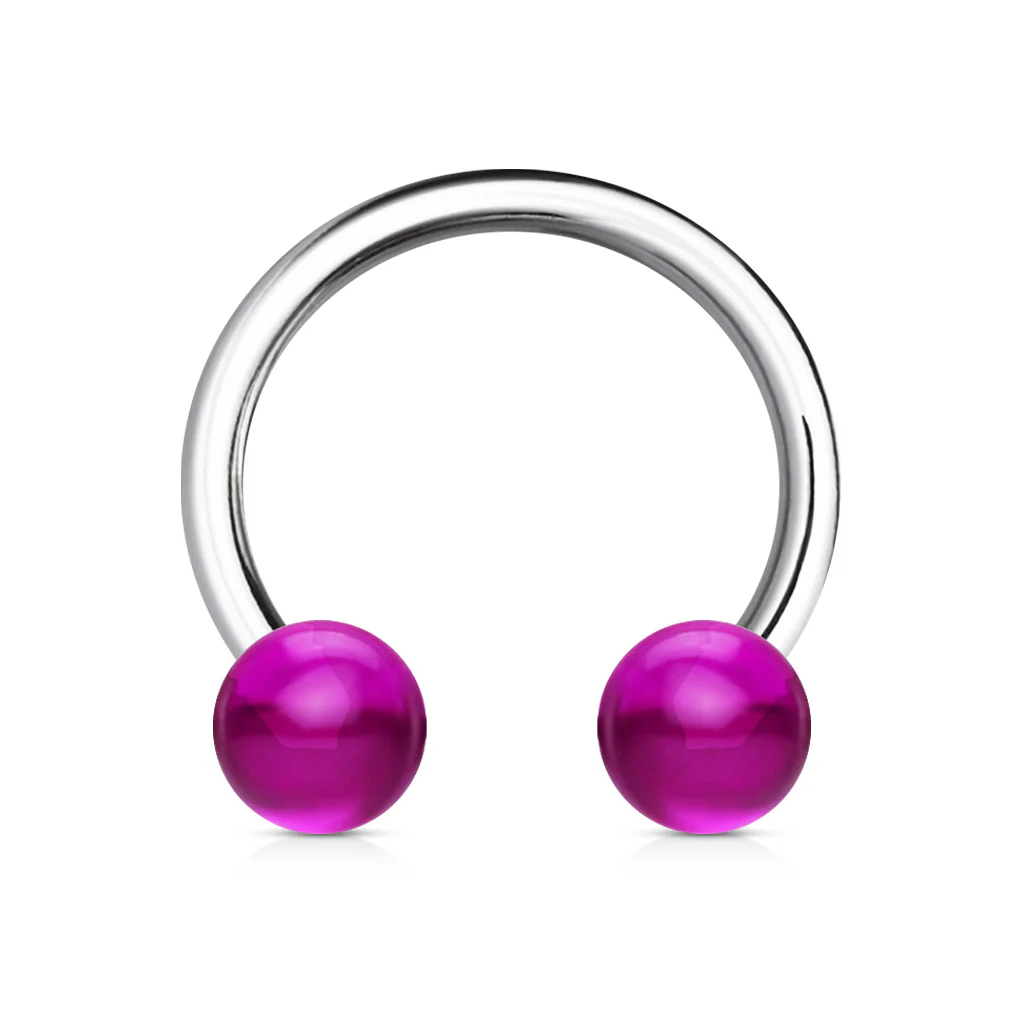 Acrylic Balls 316L Surgical Steel Horseshoe Circular Barbells - Image 3
