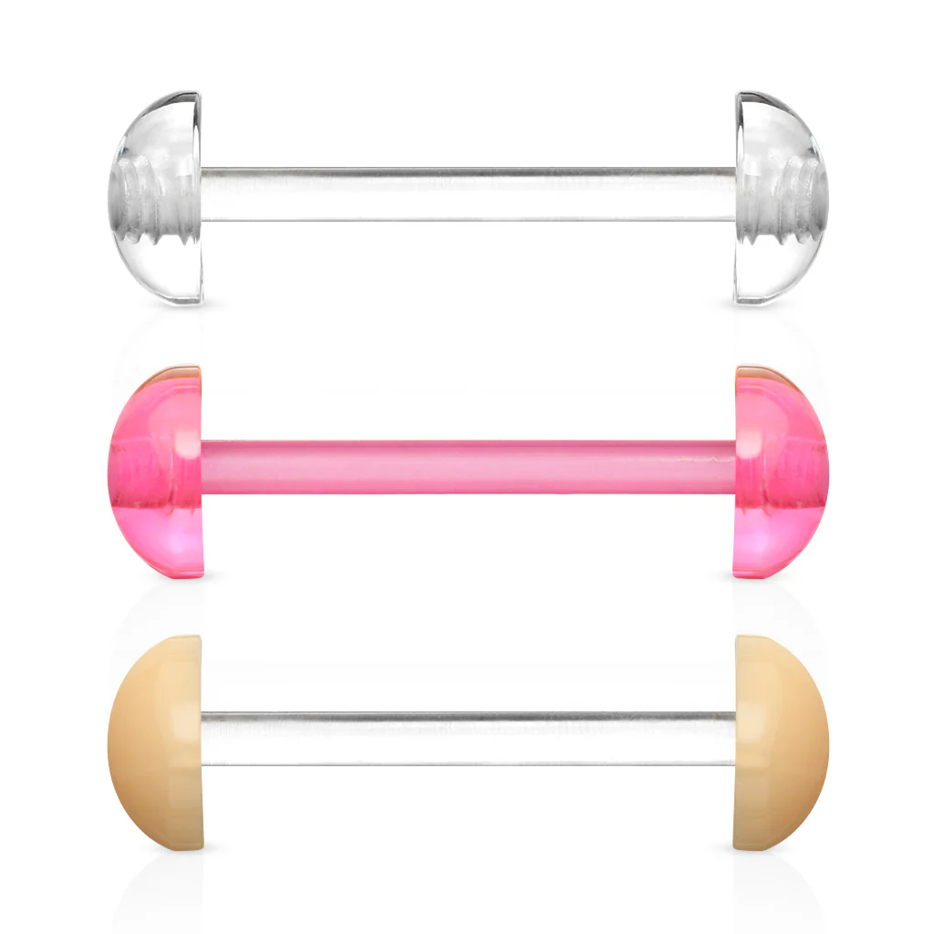 All Acrylic Half Ball Flexible Tongue Barbell Tongue Retainers
