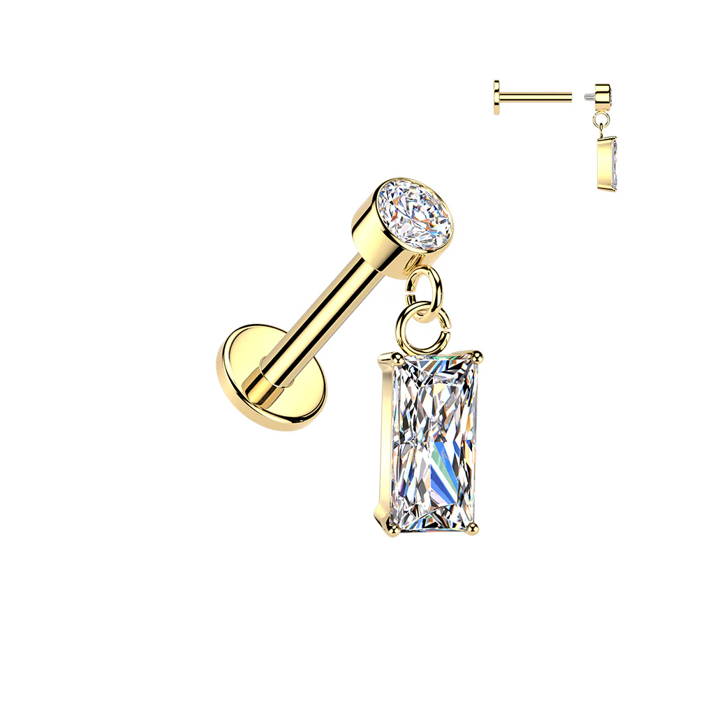 All 316L Rectangle CZ Dangle Tragus Helix Ear Cartilage Studs