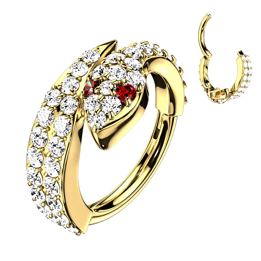 CZ Paved Snake Hinged Segment Hoop Ring Tragus Cartilage