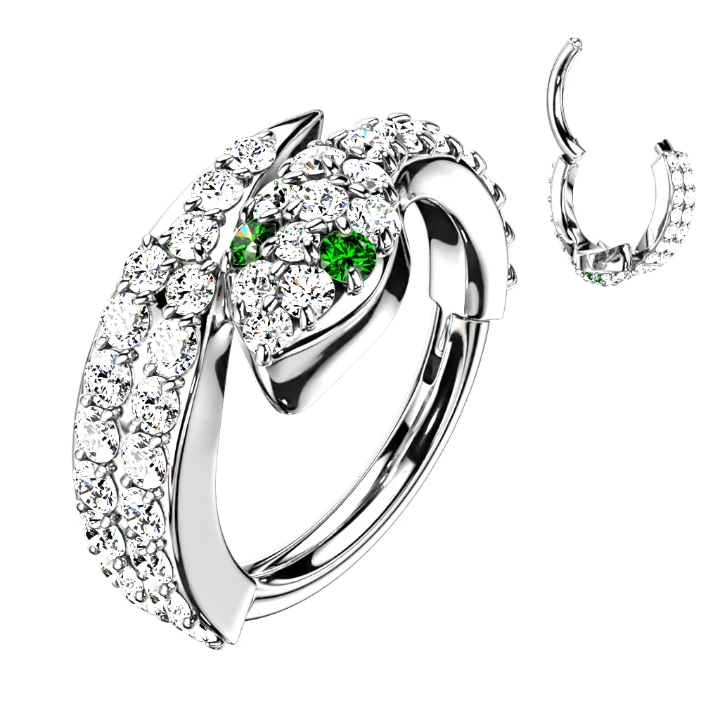 CZ Paved Snake Hinged Segment Hoop Ring Tragus Cartilage - Image 2