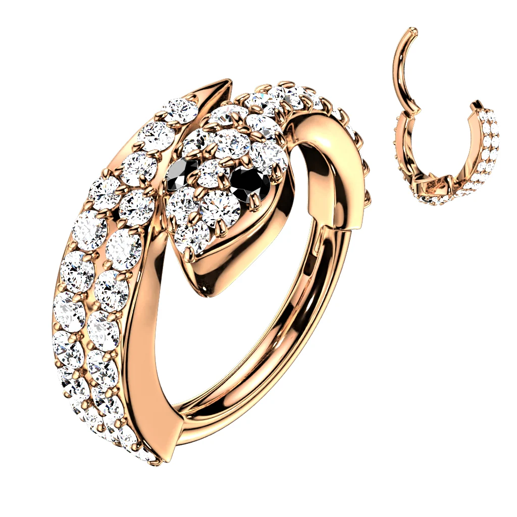 CZ Paved Snake Hinged Segment Hoop Ring Tragus Cartilage - Image 4
