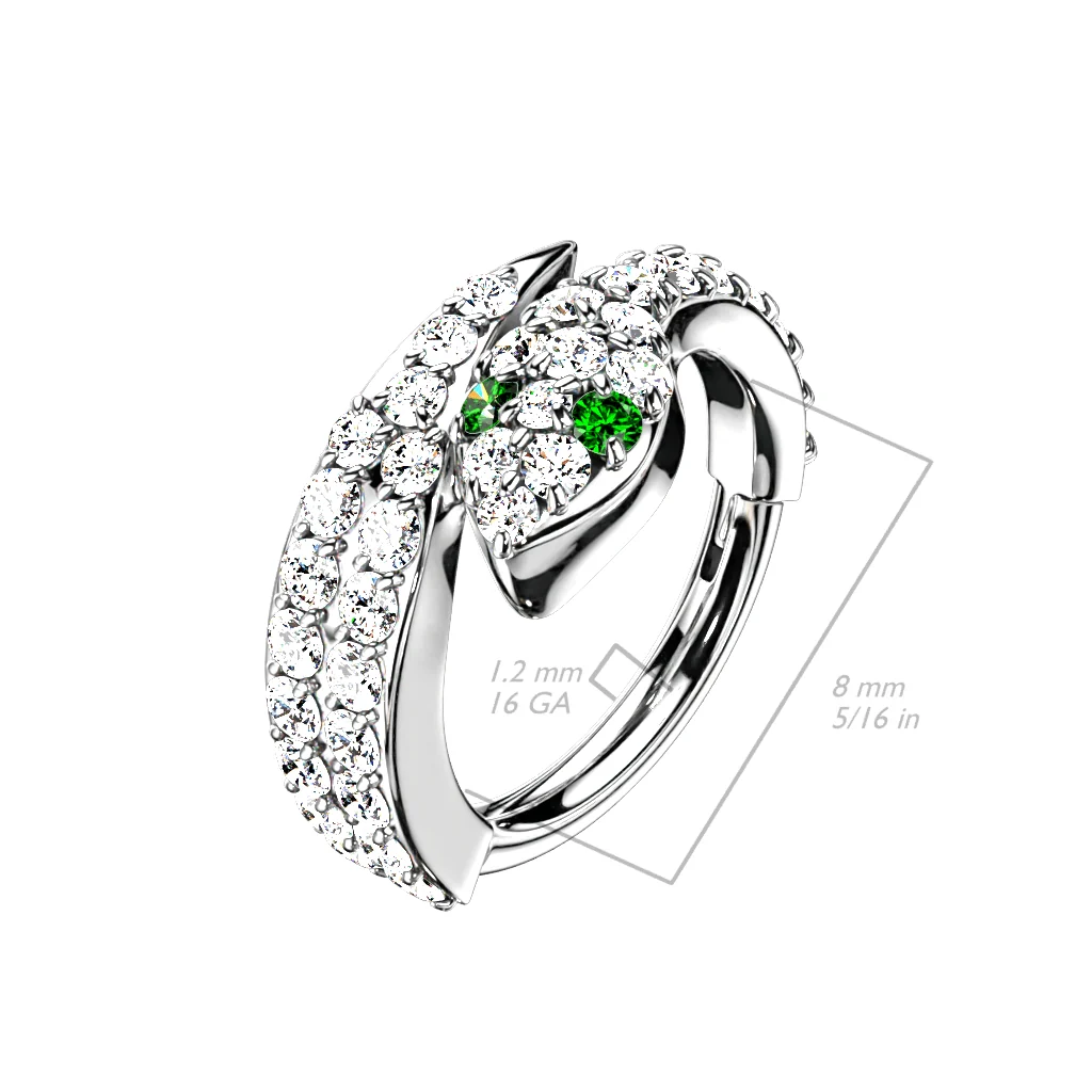 CZ Paved Snake Hinged Segment Hoop Ring Tragus Cartilage - Image 5